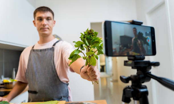 istock The chef is broadcasting live from workshop how to prepare a vegetarian green curry 2154711257