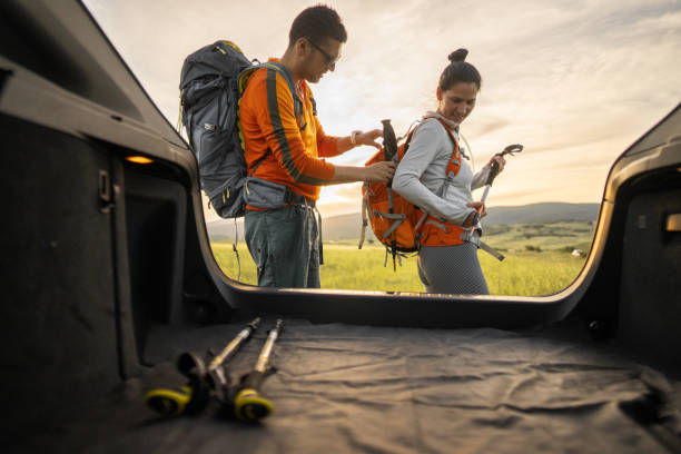 istock Hiking couple in new adventure 2154711341
