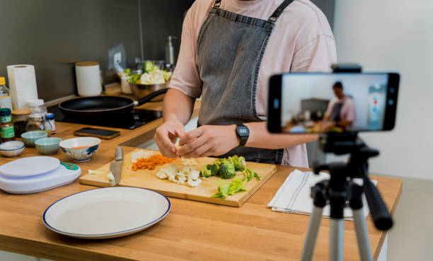 istock The chef is broadcasting live from workshop how to prepare a vegetarian lentils soup 2154712807
