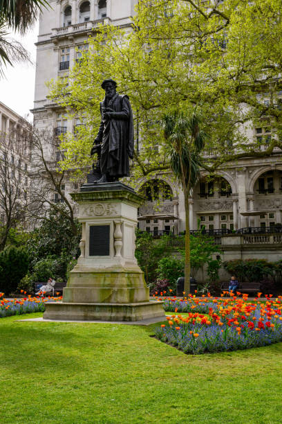 London, England- April 18, 2024: Whitehall Gardens is a beautifully landscaped public garden located in central London, by the River Thames.