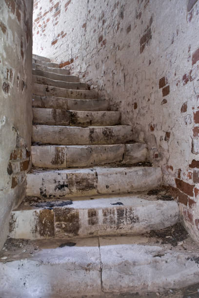 stone stairs in an abandoned building