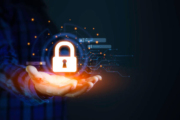 istock Cyber security and privacy to protect Information on Internet Network. Lock icon on hand to protect data and internet network security technology. Futuristic virtual screen interface Technology. 2154718799