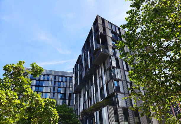 istock Modern Apartment Building with Geometric Facade in Urban Setting 2154723057