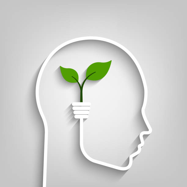 istock Head human with leaf brain Ecology concept. Think green save the earth. Eco-friendly concept, vector and illustration. 2154724008