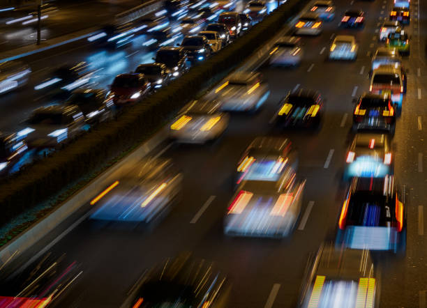istock Car on the road motion blur background 2154724047
