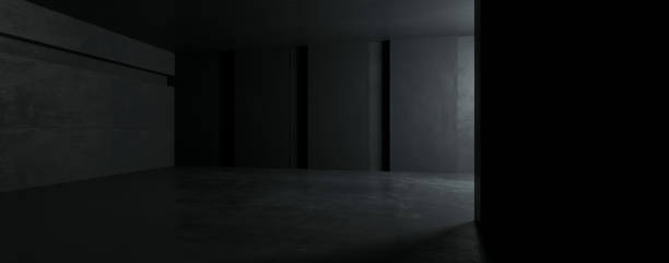 istock minimalist dark abstract interior design with geometric patterns and sleek textures. Perfect for contemporary spaces. 3D illustration 2154729925