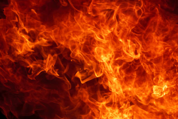 Flames burning in the air