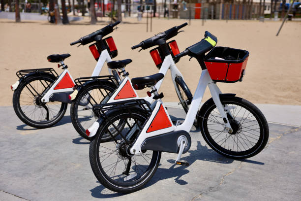 istock Electric rental bikes on the boardwalk 2154744137
