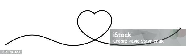 Love Shape Line Continuous Line And Heart Shape Love Romantic Decoration Vector Stock ...