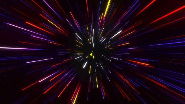 istock Abstract animated background of radial lines. Aerial flight inside festive fireworks. Exploding Star. Movement effect. Speed, fireworks, bright neon lights. 3D 2154754186