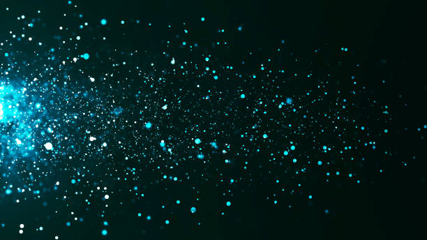 istock Colorful animation of bright particles flying horizontally. Dynamic particles randomly float in slow motion in space. Shimmering sparkling particles. Real colored particles in the air. 3d 2154754346
