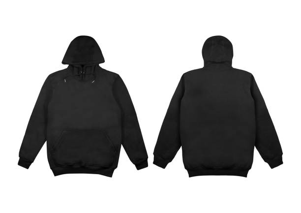 istock Template blank flat Black hoodie. top view isolated on white background 2154755779