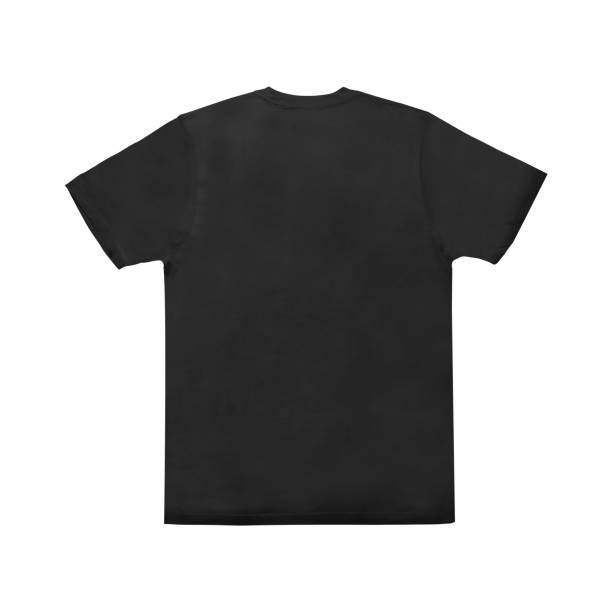 istock Blank t-shirt black template front and back view on white background. Short Sleeve mock-up 2154755819