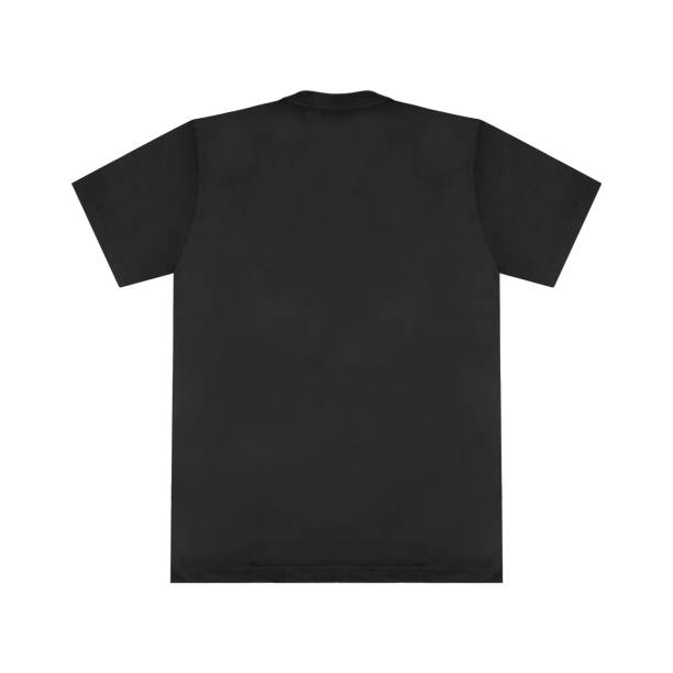 istock Blank t-shirt black template front and back view on white background. Short Sleeve mock-up 2154755885