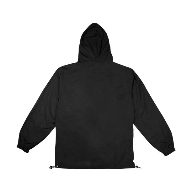 istock Blank plain windbreaker jacket, black cagoule, Ultra-Light Rainproof white background 2154755943