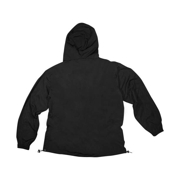istock Blank plain windbreaker jacket, black cagoule, Ultra-Light Rainproof white background 2154755962