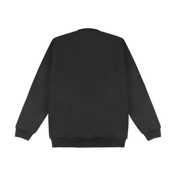istock Blank sweatshirt color black template front and back view on white background. crew neck mock up 2154755992