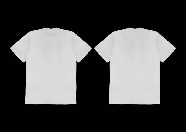 Blank t-shirt white template front and back view on white background. Short Sleeve mock-up