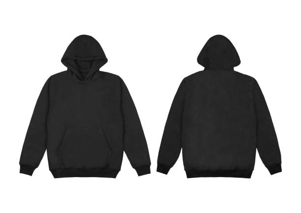 Template blank flat Black hoodie. top view isolated on white background Template blank flat Black hoodie. top view isolated on white background hooded-shirt stock pictures, royalty-free photos & images