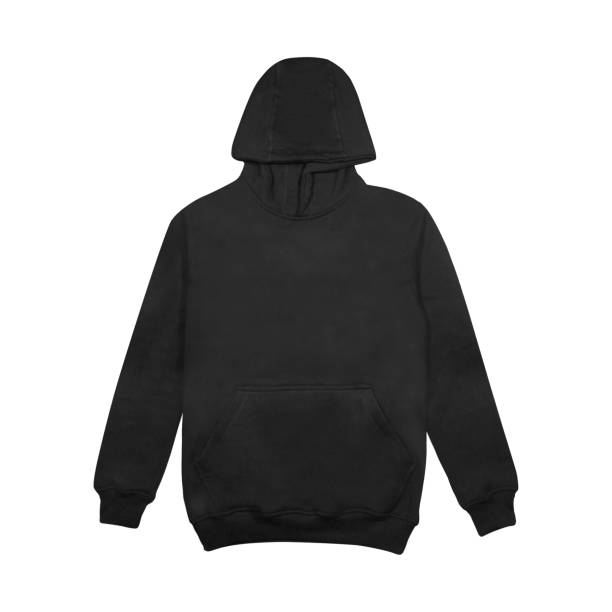 istock Template blank flat Black hoodie. top view isolated on white background 2154756740