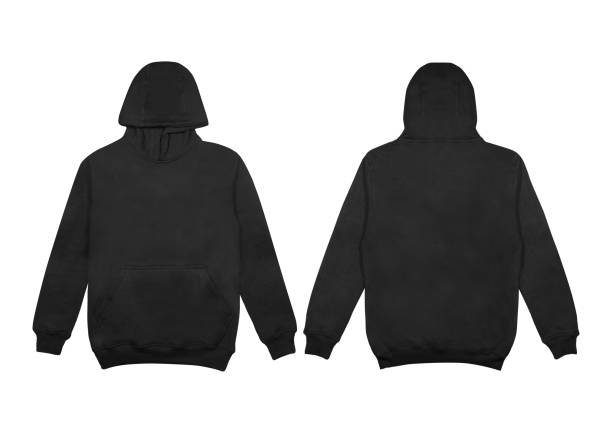 istock Template blank flat Black hoodie. top view isolated on white background 2154756741