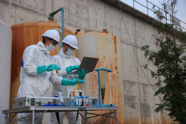 istock Biologists and wastewater treatment experts Conduct water quality simulation experiments. at the wastewater treatment plant 2154757467