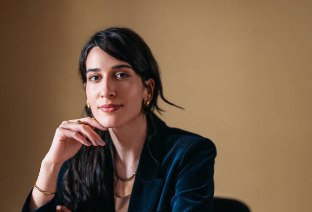 Confident Professional Woman in a Stylish Blue Blazer