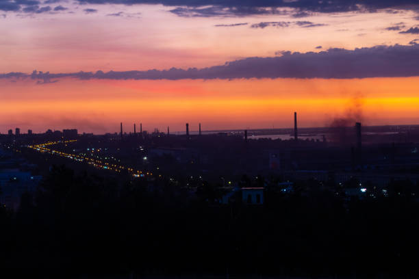 istock Industrial city district at sunrise 2154768919