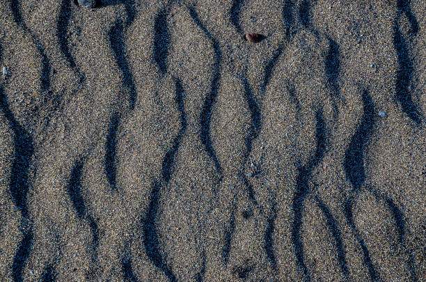 istock A close up of a sandy beach with a black and white pattern 2154770898