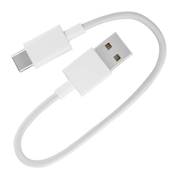 istock cable with USB and Type-C connector, insulated on white background 2154772856