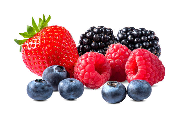 istock Ripe summer berries close-up, on a white background. 2154790771
