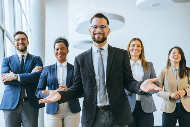 istock Confident businessman with open arms smiling 2154795269