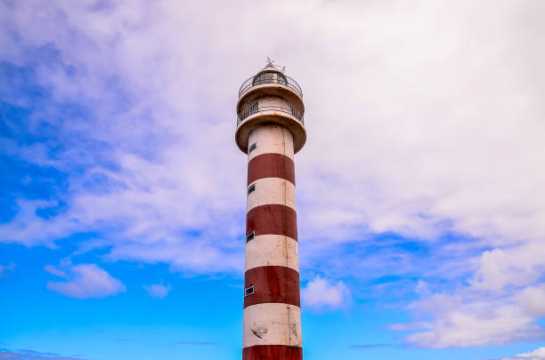 istock A tall lighthouse with a red and white striped pole 2154797789