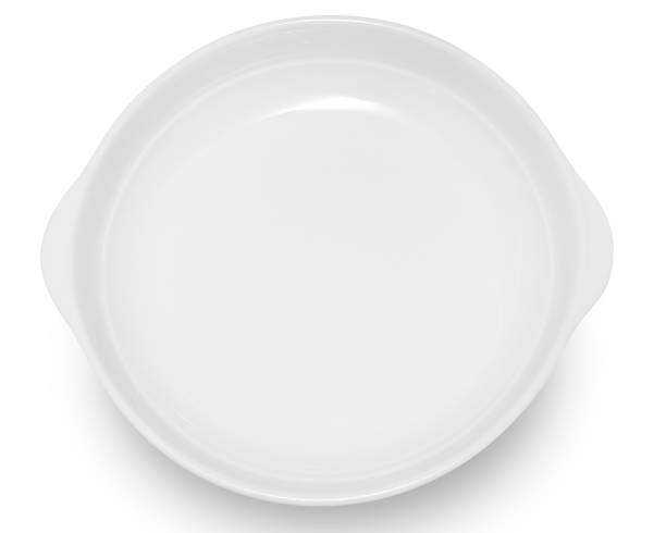 istock White circle ceramics plate isolated on white background. 2154804406