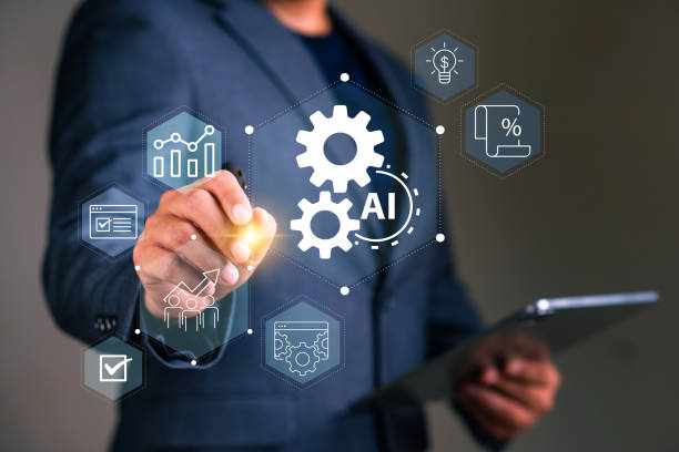 istock Business Automation and Artificial intelligence for business concept . Man using tablet and touch business automation icon on virtual display screen. 2154808139