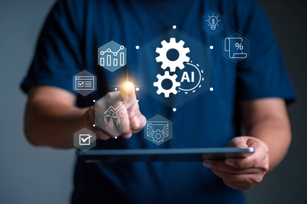 istock Business Automation and Artificial intelligence for business concept . Man using tablet and touch business automation icon on virtual display screen. 2154808149