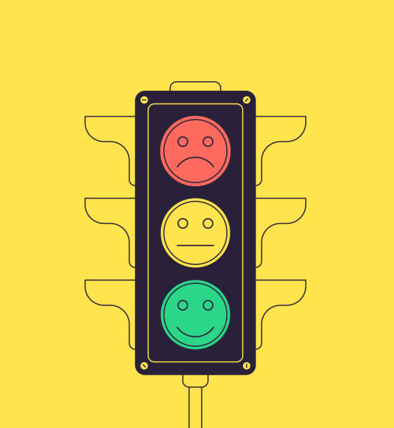 stockillustraties, clipart, cartoons en iconen met satisfaction survey vector template with traffic lights. - stoplicht