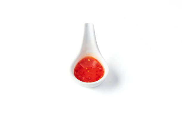 Sweet chili sauce (dipping sauce) isolated on white background.