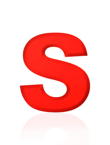 Close-up of three-dimensional red alphabet letter S on white background.