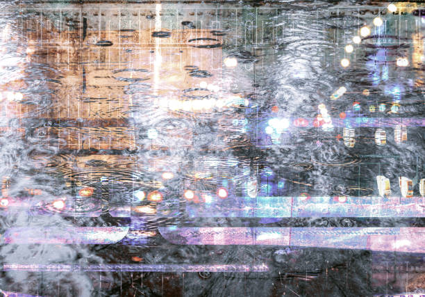 istock abstract multiple exposure urban background. rainy weather. night view. 2154815422