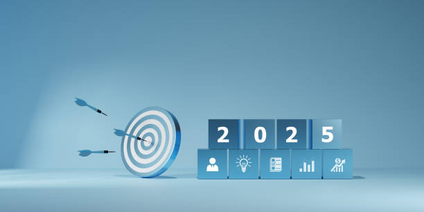 Countdown to 2025. Loading year from 2024 to 2025 New year start concept