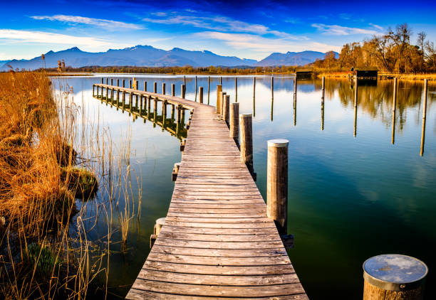 jetty at the chiemsee lake - bavaria
