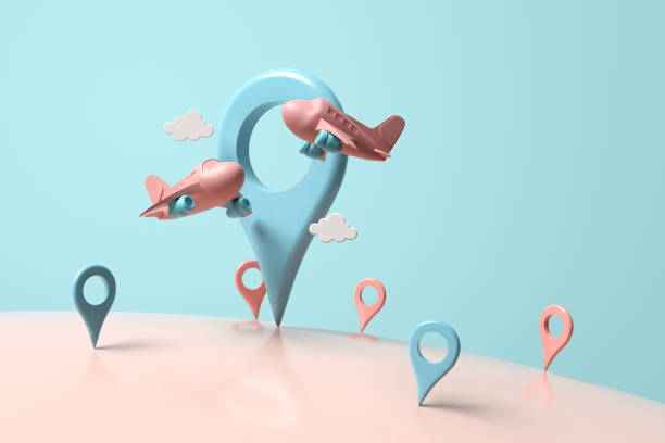 istock Air travel, flight destination, route map and transportation. 2154818505