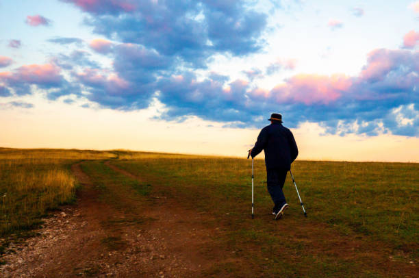 A senior man hikers on the Bjelasnica mountain near Sarajevo in Bosnia and Herzegovina