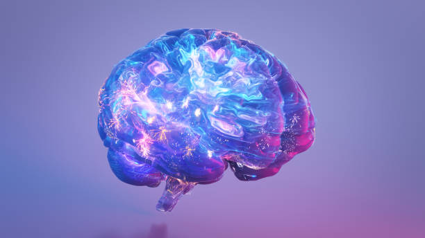 istock Human brain with glow and sparks 3D rendering illustration 2154821748