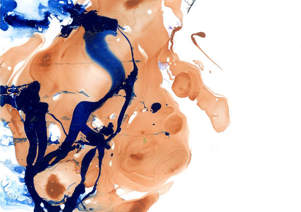 istock Abstraction. Blue and peach color spots from the left side of the white background. 2154821993