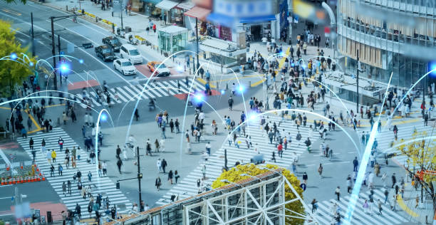 istock Society and communication network concept. Connection of people. Telecommunication. 2154822259