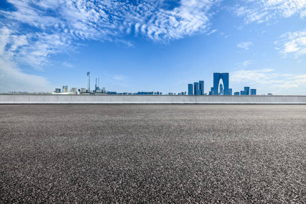 istock Empty asphalt road and modern city skyline in Suzhou 2154824751