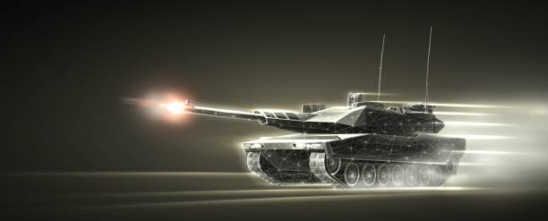 istock Attacking tank on the battlefield. Armored vehicle,Tank fire, Army battle 2154828577