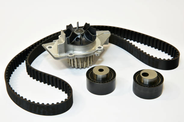 istock The timing belt, rollers and water pump stands on a white background 2154828746